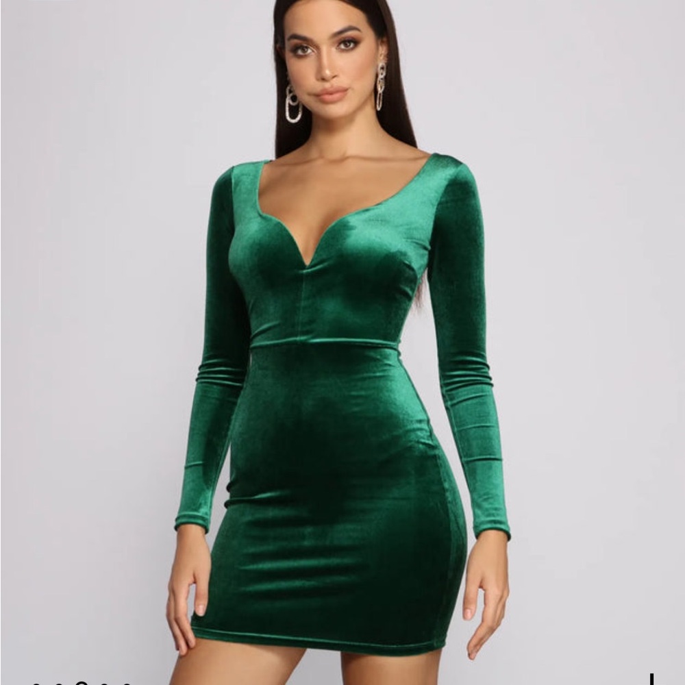 Hunter green velvet dress